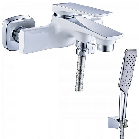 Смеситель Lemark Allegro LM5914CW для ванны с коротким изливом, хром/белый. Фото 1