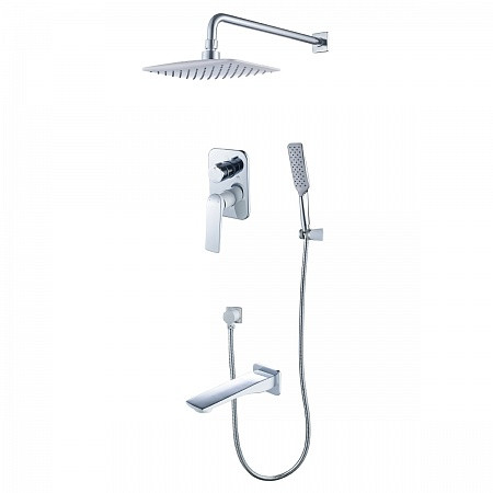Смеситель Lemark Allegro LM5922CW для ванны и душа встраиваемый с доп. 1-функц. лейкой, хром/белый. Фото 1