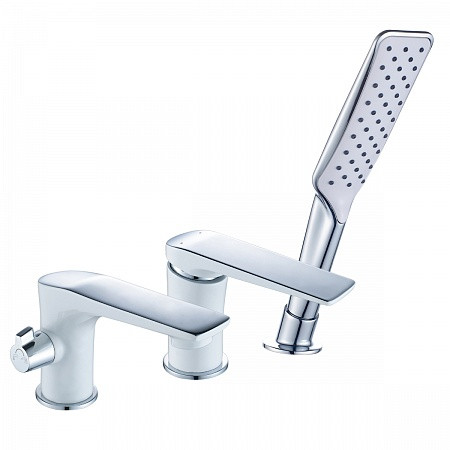 Смеситель Lemark Allegro LM5945CW для ванны встраиваемый, на 3 отверстия, с аксессуарами, хром/белый. Фото 1