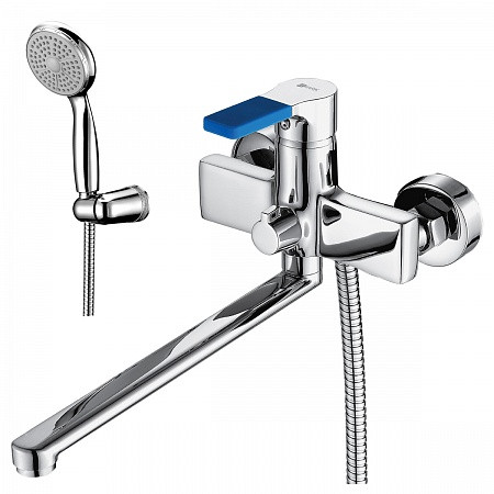 Смеситель Lemark Aura LM0651C универсальный с плоским изливом 300мм, дивертор с кер. пластинами, хр. Фото 1