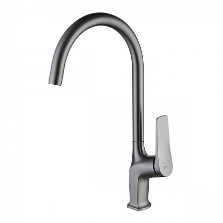 Смеситель Lemark Bronx LM3705GM для кухни, с высоким поворотным изливом, графит. Фото 1