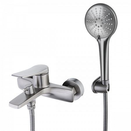 Смеситель Lemark Bronx LM3714GM для ванны с коротким изливом, дивертор с кер. пласт., с аксессуарами. Фото 1