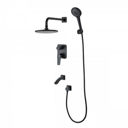 Смеситель Lemark Bronx LM3722BL для ванны и душа встраиваемый с дополнительной 3-функц. лейкой, черн. Фото 1