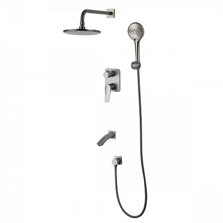 Смеситель Lemark Bronx LM3722GM для ванны и душа встраиваемый с дополнительной 3-функц. лейкой, граф. Фото 1