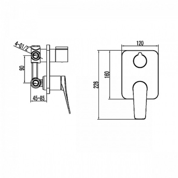 Смеситель Lemark Bronx LM3727GM для ванны и душа встраиваемый с 2-функц. дивертором, графит. Фото 2