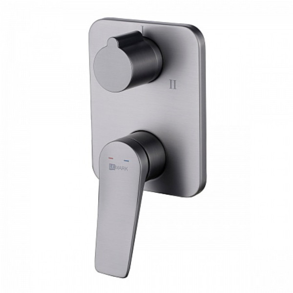 Смеситель Lemark Bronx LM3728GM для ванны и душа встраиваемый с 3-функц. дивертором, графит. Фото 1
