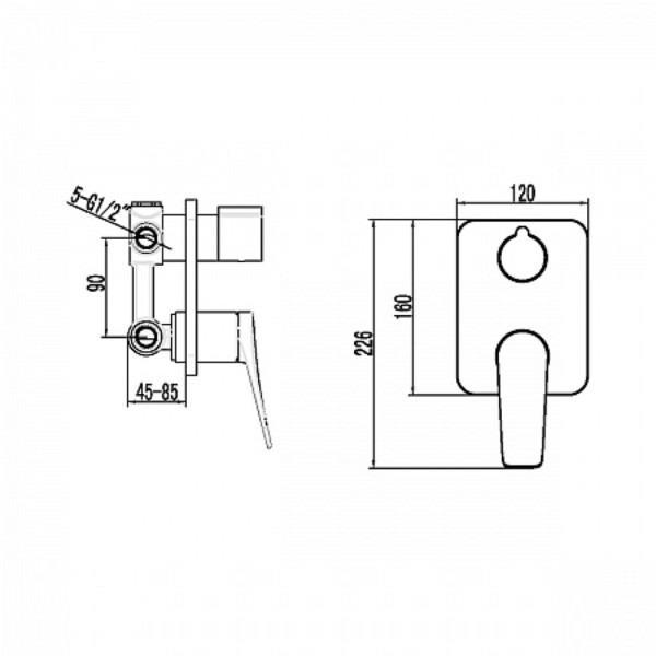 Смеситель Lemark Bronx LM3728GM для ванны и душа встраиваемый с 3-функц. дивертором, графит. Фото 2