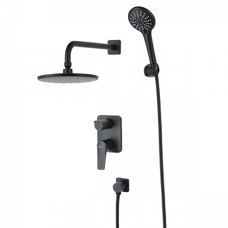 Смеситель Lemark Bronx LM3729BL для душа встраиваемый с дополнительной 3-функц. лейкой, черный. Фото 1