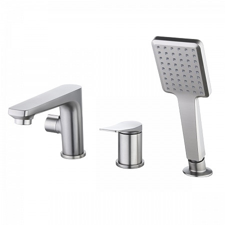 Смеситель Lemark Bronx LM3745GM для ванны встраиваемый, на 3 отверстия, с аксессуарами, графит. Фото 1