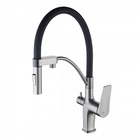 Смеситель Lemark Bronx LM3761GM для кухни, с гибким изливом, с подключ. к фильтру питьевой воды, гра. Фото 1