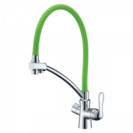 Смеситель Lemark Comfort LM3070C-Green для кухни с подключением к фильтру питьевой водой, хром зел. Фото 1