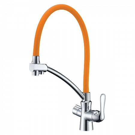 Смеситель Lemark Comfort LM3070C-Orange для кухни с подключением к фильтру питьевой водой, хром оран. Фото 1