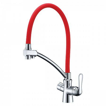 Смеситель Lemark Comfort LM3070C-Red для кухни с подключением к фильтру питьевой водой, хром крсн. Фото 1