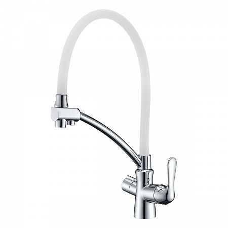 Смеситель Lemark Comfort LM3070C-White для кухни с подключением к фильтру питьевой водой, хром белый. Фото 1