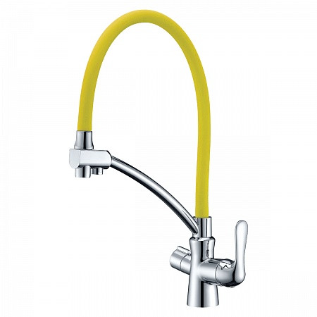 Смеситель Lemark Comfort LM3070C-Yellow для кухни с подключением к фильтру питьевой водой, хром жел. Фото 1