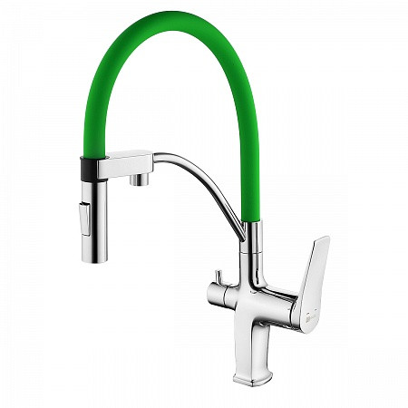 Смеситель Lemark Comfort LM3074C-Green для кухни, с гибким изливом, с подключ. к фильтру питьевой во. Фото 1