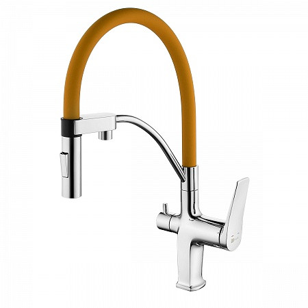 Смеситель Lemark Comfort LM3074C-Orange для кухни, с гибким изливом, с подключ. к фильтру питьевой в. Фото 1