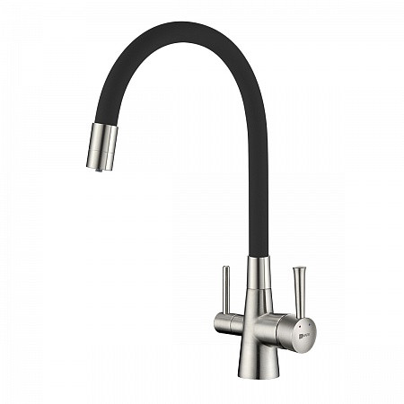 Смеситель Lemark Comfort LM3075BN-Black для кухни с подключ. к фильтру с питьевой водой, никель/черн. Фото 1