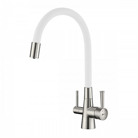Смеситель Lemark Comfort LM3075BN-White для кухни с подключ. к фильтру с питьевой водой, никель/белы. Фото 1