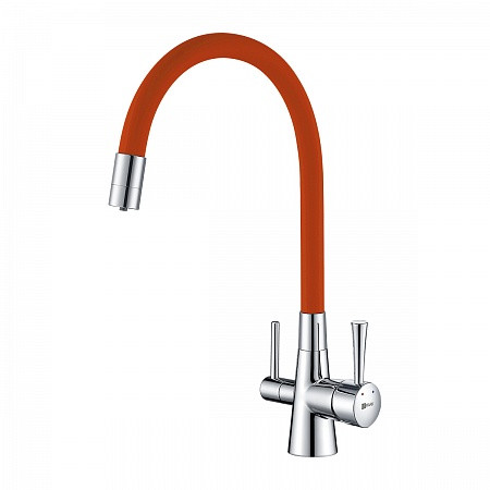 Смеситель Lemark Comfort LM3075C-Orange для кухни с подк. к фильтру с питьевой водой, хром оранжевый. Фото 1