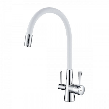Смеситель Lemark Comfort LM3075C-White для кухни с подключ. к фильтру с питьевой водой, хром белый. Фото 1
