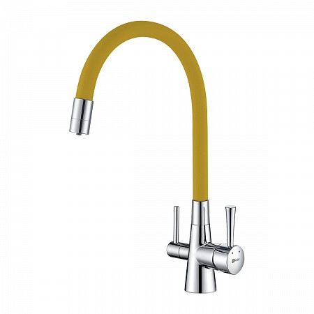 Смеситель Lemark Comfort LM3075C-Yellow для кухни с подключ. к фильтру с питьевой водой, хром желтый. Фото 1