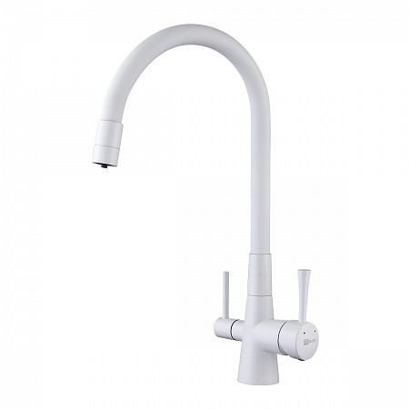 Смеситель Lemark Comfort LM3075W для кухни с подключением к фильтру с питьевой водой, белый. Фото 1