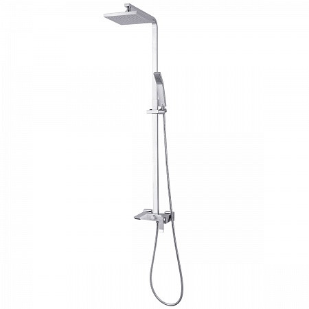 Смеситель Lemark Contest LM5862CW для ванны с верхней душ. лейкой "Тропический дождь", хром/белый. Фото 1