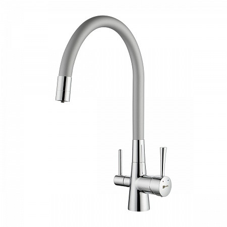 Смеситель Lemark Expert LM3075C-Silver для кухни, с гиб. изл., с под. к фильтру п/в, хром/сереб.. Фото 1