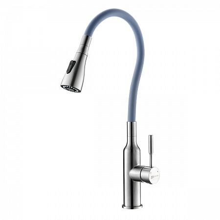 Смеситель Lemark Expert LM5082S-Gray для кухни, с гибким изливом и 2-х фун. аэрат, сталь/серый. Фото 1