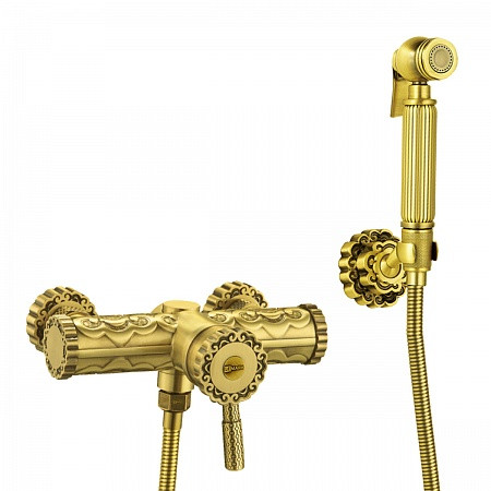 Смеситель Lemark Jasmine LM6618B настенный с гигиеническим душем, бронза. Фото 1