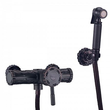 Смеситель Lemark Jasmine LM6618ORB настенный с гигиеническим душем, черная бронза. Фото 1