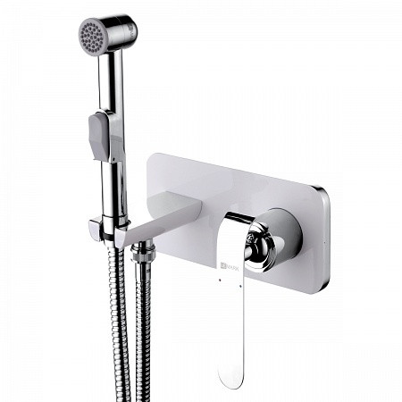 Смеситель Lemark Melange LM4919CW с гигиеническим душем, встраиваемый, хром/белый. Фото 1