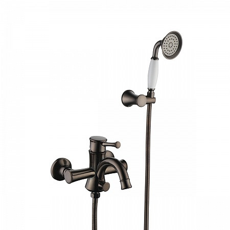 Смеситель Lemark Peretto LM6302RB для ванны с монолитным изливом, настенный, черный кофе. Фото 1