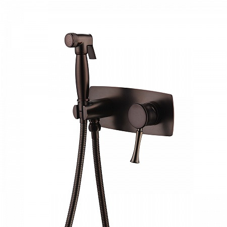 Смеситель Lemark Peretto LM6319RB с гигиеническим душем, встраиваемый, черный кофе. Фото 1