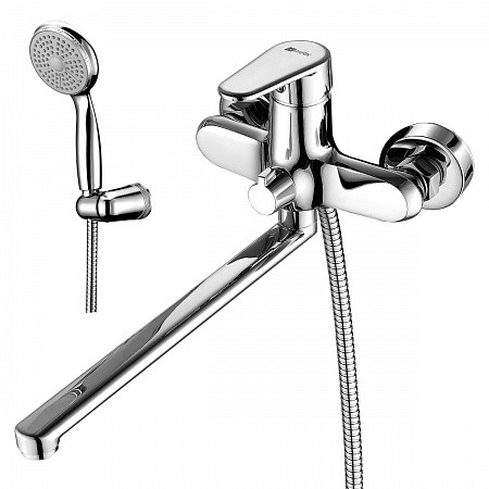 Смеситель Lemark Point LM0351C универсальный с плоским изливом 300мм, дивертор с кер. пласт, хром. Фото 1