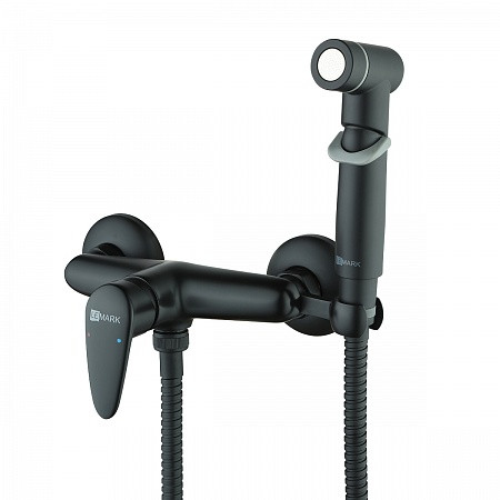 Смеситель Lemark Pramen LM3318BL настенный с гигиеническим душем, черный. Фото 1