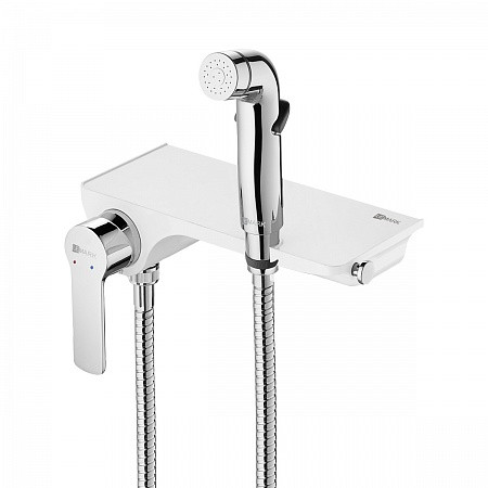 Смеситель Lemark Solo LM7168CW с гигиеническим душем, настенный, хром/белый. Фото 1