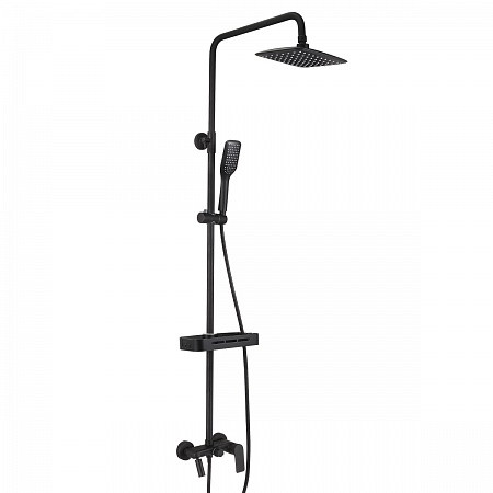 Смеситель Lemark Tropiс LM7002BL для ванны и душа с верхней душ. лейкой "Тропический дождь", черный. Фото 1