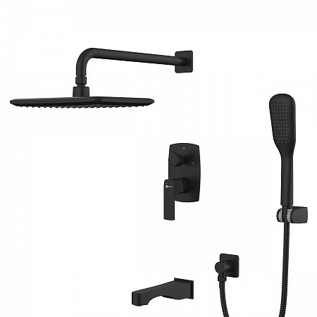 Смеситель Lemark Ursus LM7222BL для ванны и душа встраиваемый с доп. 1-функц. лейкой, черный. Фото 1