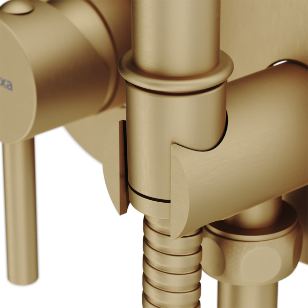 Смеситель монтируемый в стену, с гигиеническим душем, бронза. Фото 4