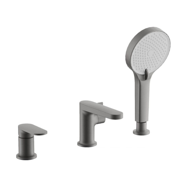 Смеситель на борт ванны BELZ B66713-3, оружейная сталь. Фото 1