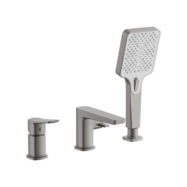 Смеситель на борт ванны BELZ B66715-3, оружейная сталь. Фото 1