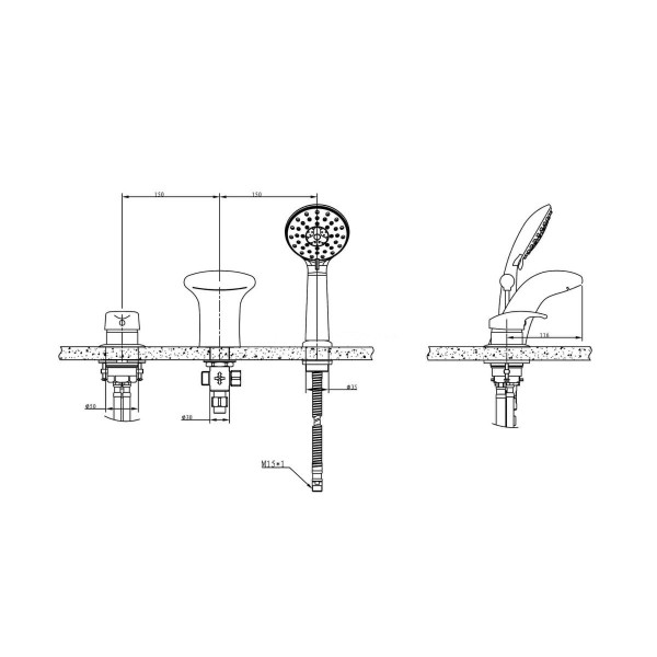 Смеситель на борт ванны Bravat Cobra F5140197CP-1-RUS, хром. Фото 2