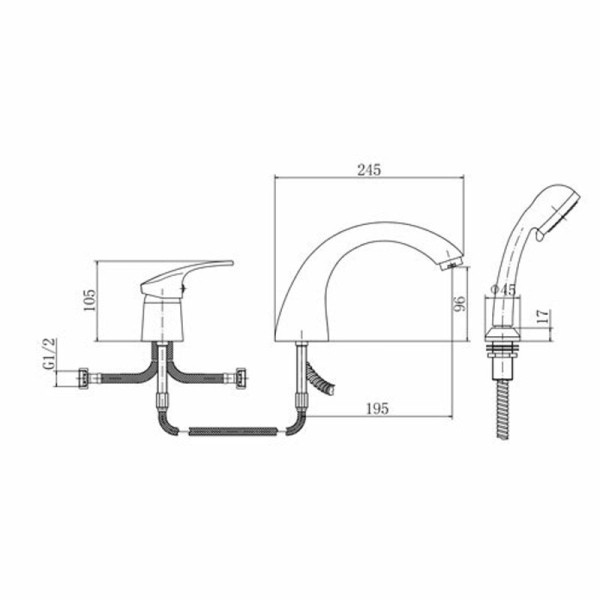 Смеситель на борт ванны FASHUN A1121, хром. Фото 2