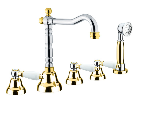 Смеситель на борт ванны Fiore COLONIALE 02CO0607, хром/золото. Фото 1