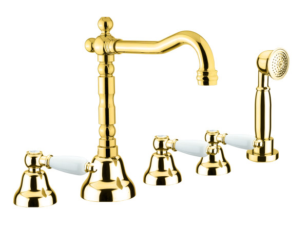 Смеситель на борт ванны Fiore COLONIALE 02OO0607, золото. Фото 1