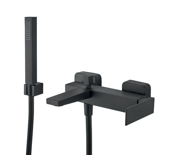 Смеситель на борт ванны Fiore KUBE 100NN8552, черный. Фото 1