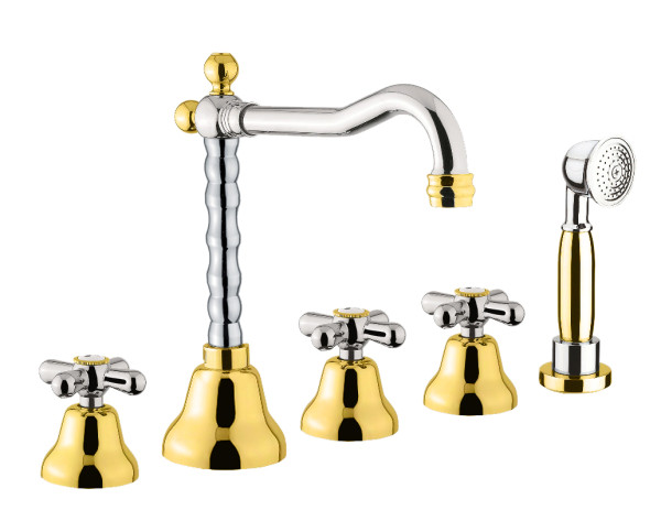 Смеситель на борт ванны Fiore MARGOT 26CO0607, хром/золото. Фото 1