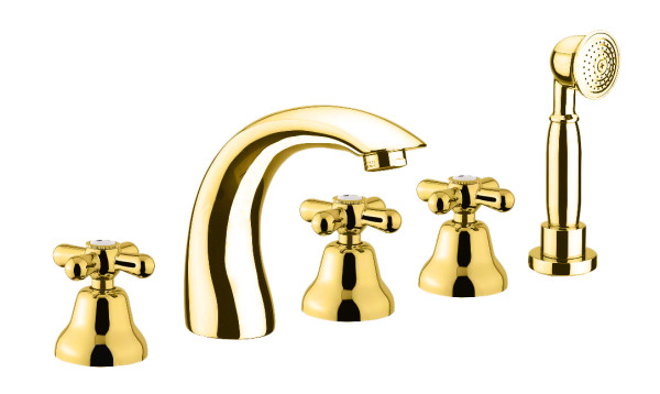 Смеситель на борт ванны Fiore MARGOT 26OO0608, золото. Фото 1